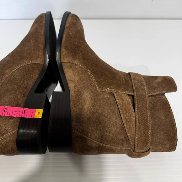 New Tory Burch Brooke Buckle Brown Suede Ankle Boots Size 8 - Picture 11 of 13